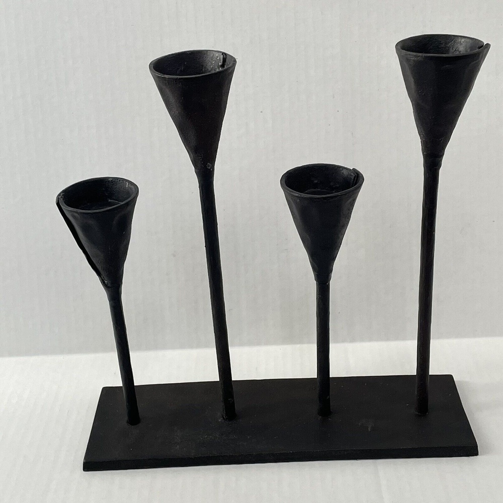 Pottery Barn Rustic Petaluma Brutalist Hammered Iron Multi Taper Candle Holder - Picture 8 of 9